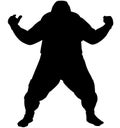 Strong japanese sumo fighter, sumo wrestler. A sumÃÂ fighter is known as a sumÃÂtori or rikishi. silhouette